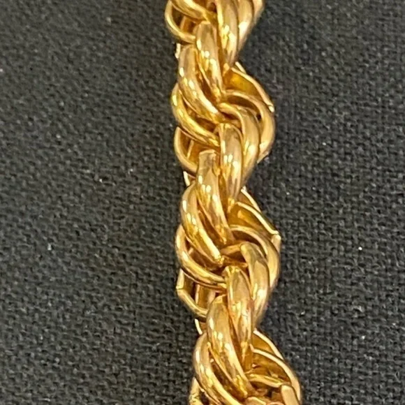Vintage Erwin Pearl Signed Goldtone Braided Spiral Chunky Chain Necklace 24” - Picture 5 of 6